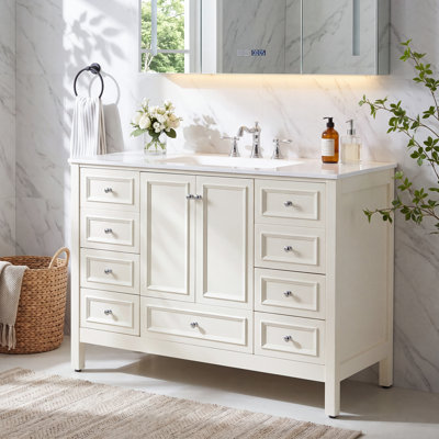 Meuble-lavabo de salle de bain de 122 cm avec lavabo en résine
