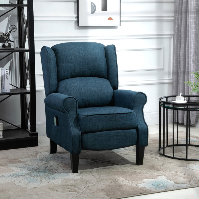 Fauteuil inclinable manuel masseur de 30,75 po avec masseur Taiyo, Polyester bleu