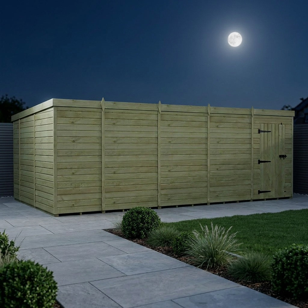 Total Sheds 19ft x 10ft Pent Garden Shed - Single Door - No Windows - Pressure Treated Timber - UK Manufactured