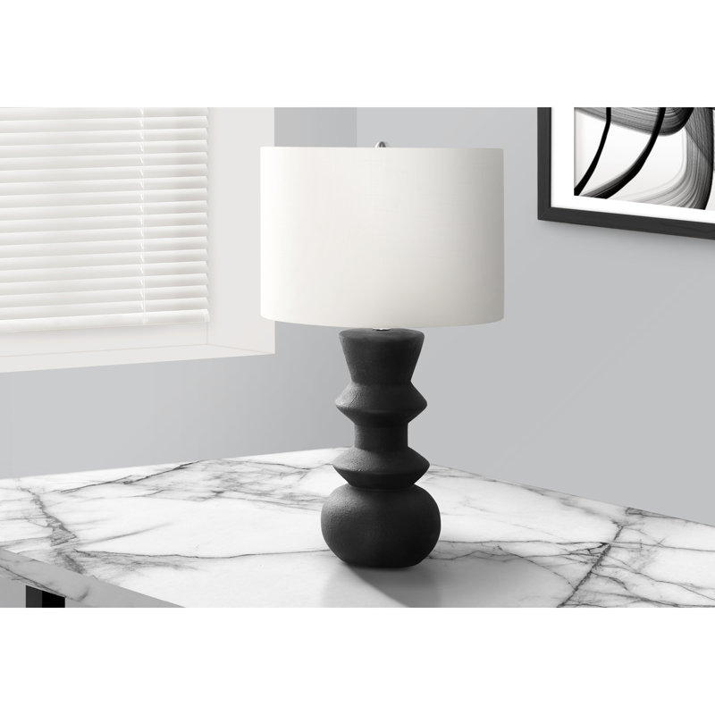 Contemporary Ceramic Table Lamp with Shade, Black