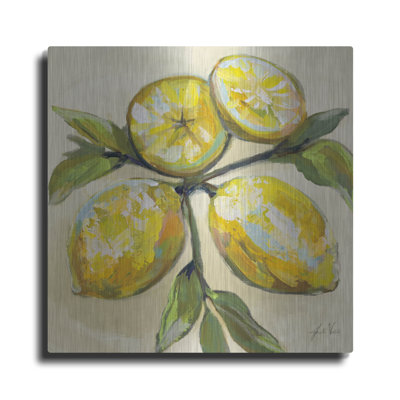 Red Barrel Studio® «Lemons On Cream» par Jeanette Vertentes, art mural en métal