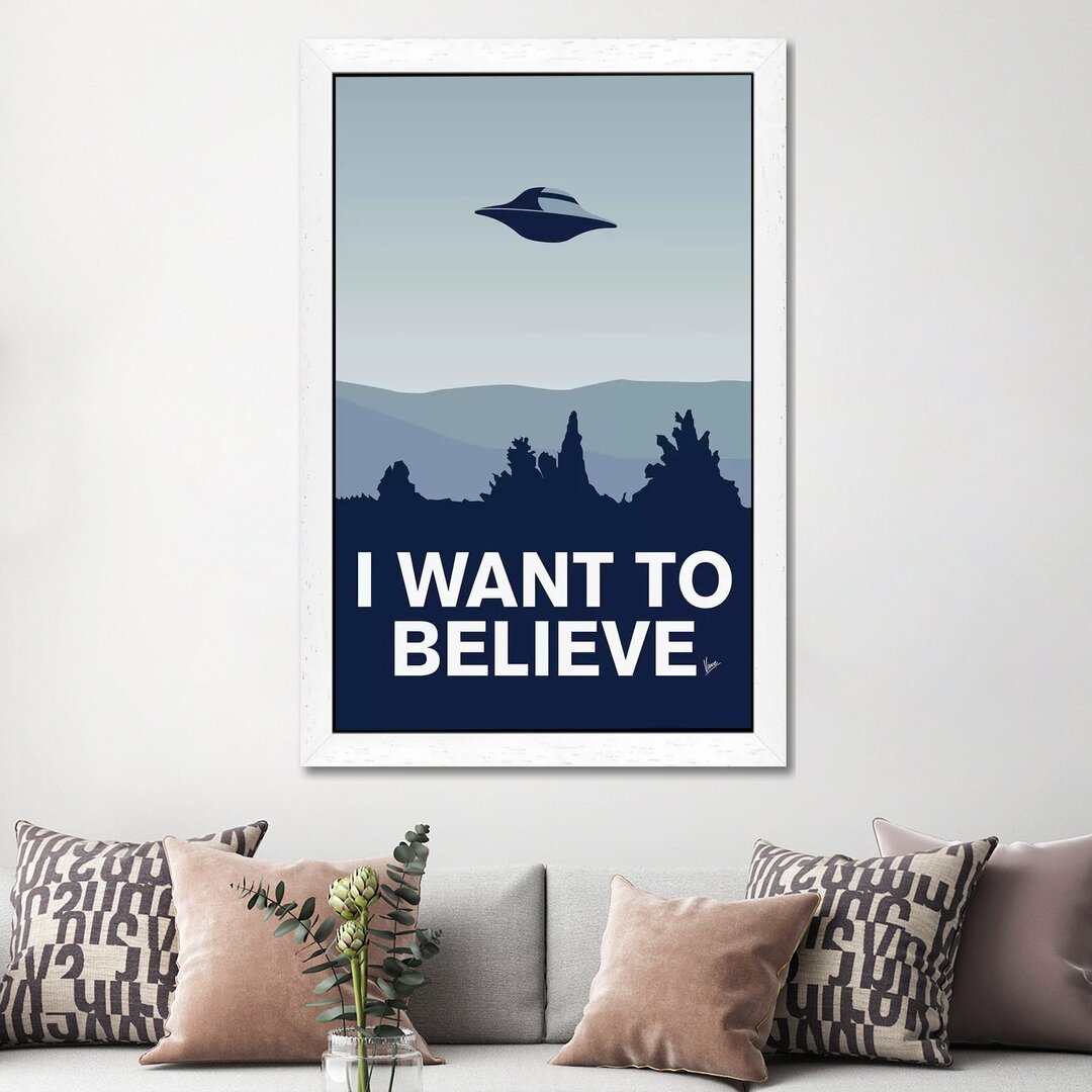 Gerahmtes Leinwandbild - Grafikdruck „I Want to Believe Minimal Poster X-Files” von Chungkong