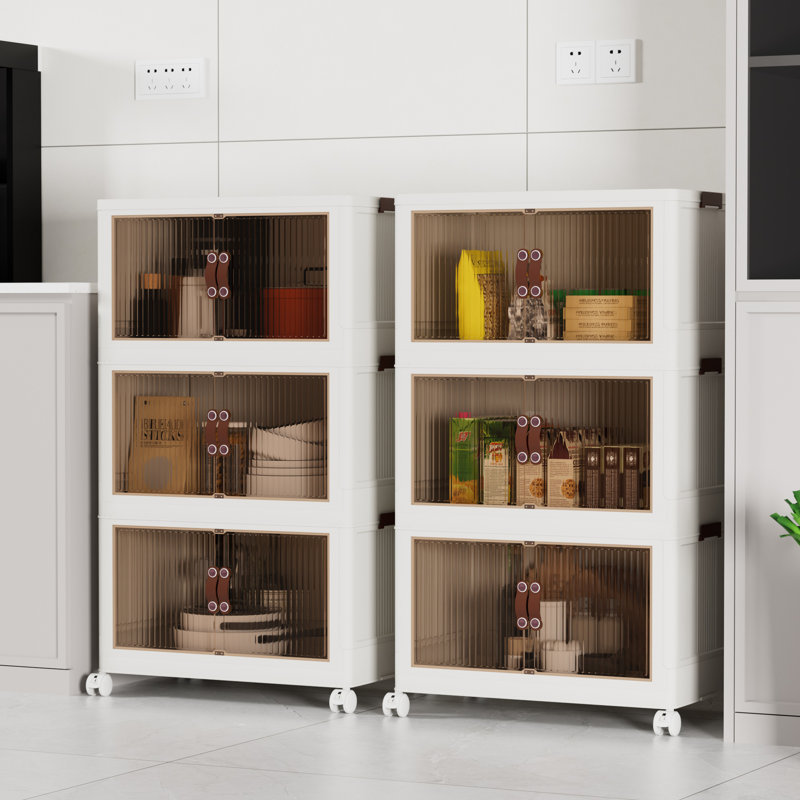 3-Tier Folding Stackable Storage Bins with Lid and Wheels