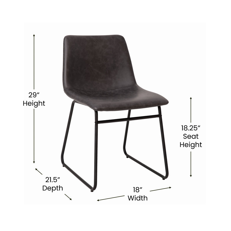 Avelina 18" LeatherSoft Bucket Style Dining Table Height Chairs (Set of 2) by Flash Furniture, Gray, Black