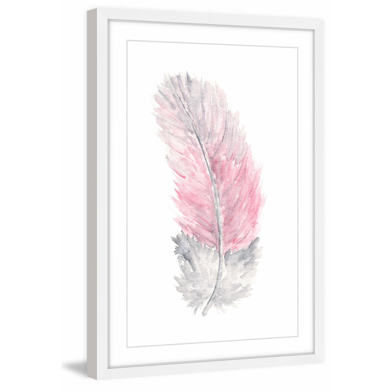 «Pink Feather» par Thimble Sparrow, reproduction encadrée, H 30 po x l 20 po x P 1,5 po