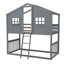 Lit superposé simple au-dessus de simple, bois massif, style maisonnette, gris