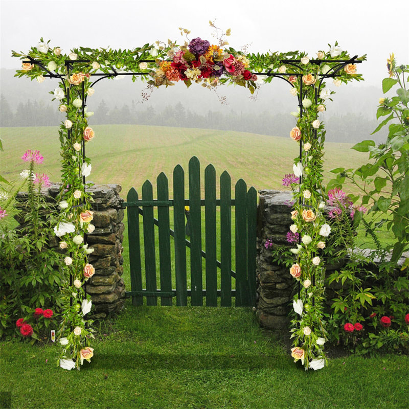 206cm W x 40.48cm D Metal Arbour in Black