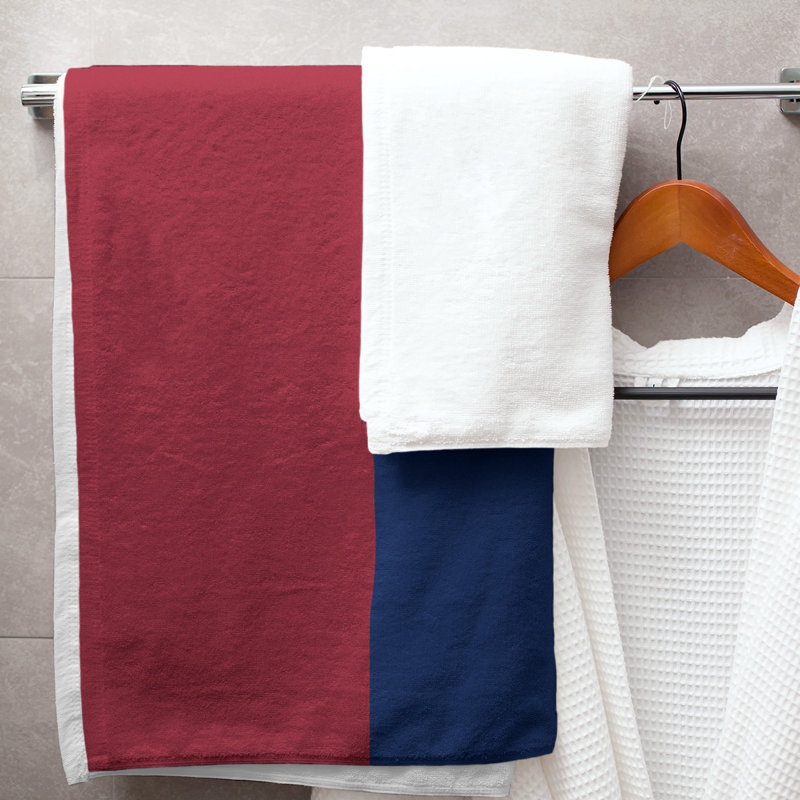 Montreal Lightweight Bath Towel, Red/Blue/White, Poly/Cotton
