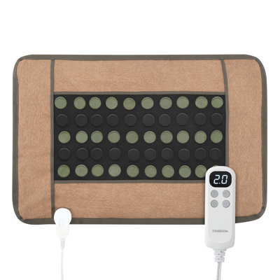 Far Infrared Heating Pad for Back, Neck & Shoulder Pain – Natural Green & Tourmaline – 6 Heat Levels – 3 Timer Settings – Auto Shut Off – Large 32x21 Inch Electric Therapy Mat – Black