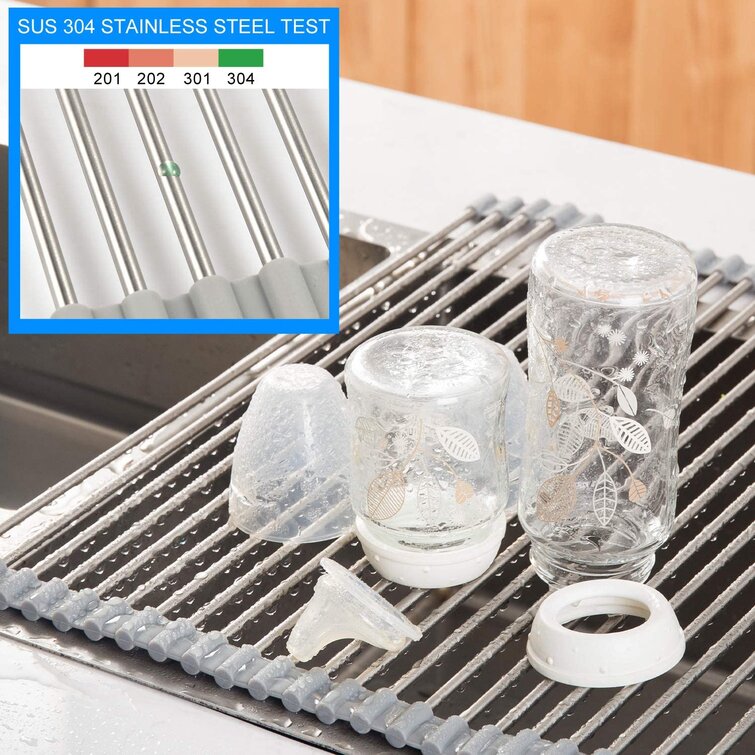 Roll Up Dish Drying Rack Drain Tray SR Sun Rise Finish: Warm Gray, Size: 0.5 H x 15 W x 20.8 D