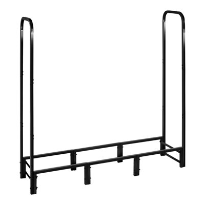 Support extérieur pour bois de chauffage, 4 pi de long, 1/4 de cordon de rangement, 400 lb maximum, thermolaqué pour support durable avec couvercle imperméable, support à bûches en métal, circulation d'air surélevée de 140 mm
