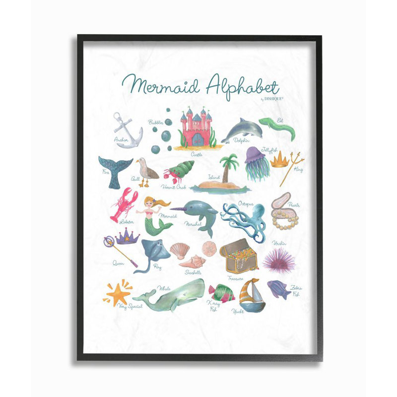 Décoration murale pour enfants Algona, H 14 po x l 11 po x P 1,5 po, Giclée encadrée noir minuit