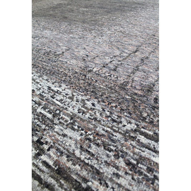 Tapis unique en laine noué à la main gris foncé nouvel âge 7 pi 10 po x 10 pi Sahara
