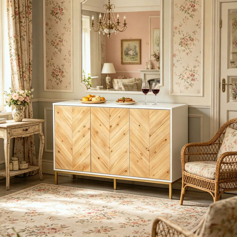 Buffet compact avec motif à chevrons