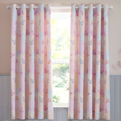Ombre Butterflies Fully Reversible Eyelet Curtains