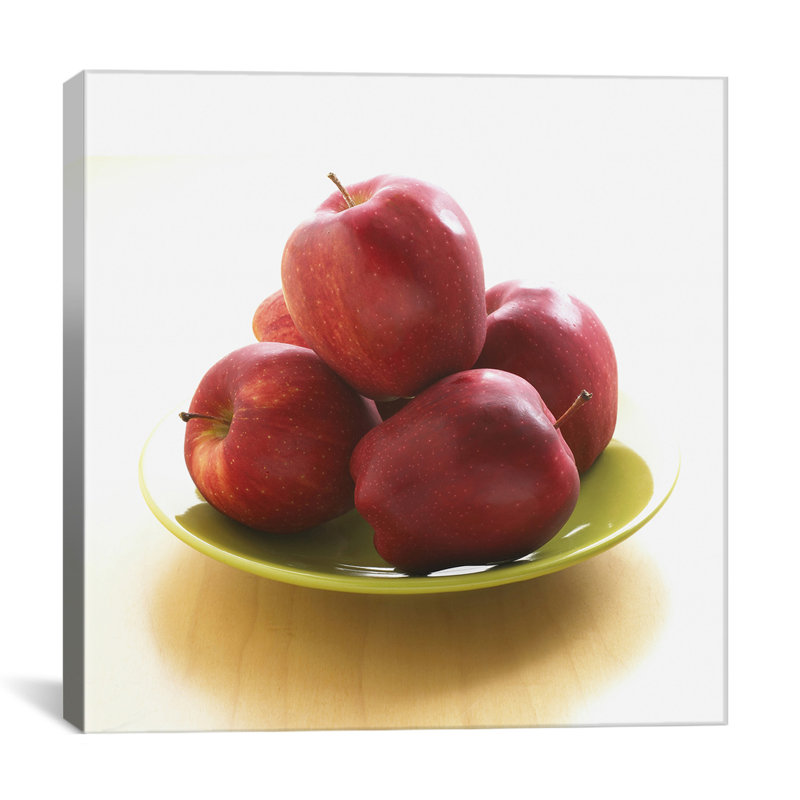 Food and Cuisine Red Apples on a Plate Photographic Print on Canvas, 12" H x 12" W x 0.75" D