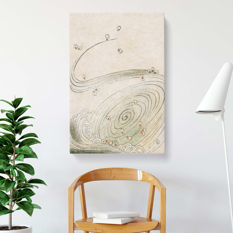 Wave Illustration by Watanabe Seitei - Wrapped Canvas Painting, 60cm H x 40cm W x 3cm D