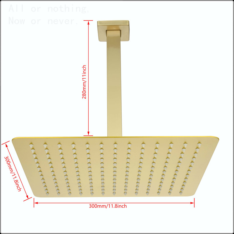 Rain Shower Head High Pressure Rainfall Showerhead, Gold