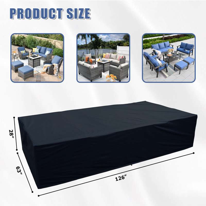 Outdoor Conversation Set Cover, 28'' H x 126'' W x 63'' D