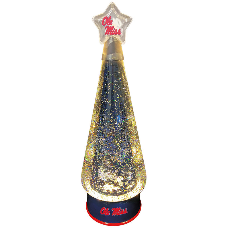 NCAA 12 inch Illuminated Glitter Globe Tree, Ole Miss Rebels