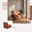 Fauteuil d'appoint 46 po moderne en similicuir brun, structure en bois massif en mousse à mémoire de forme haute densité