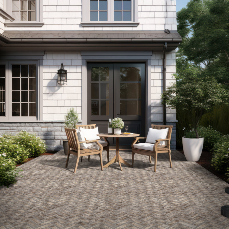 MSI 12 in. x 15 in. Natural Textured Clay Brick Mosaic Floor and Wall Tile, Doverton Gray