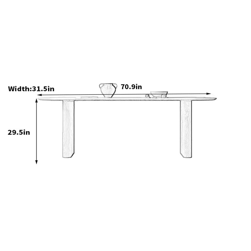 Table de salle à manger Jayonah, H 29,5 po x L 70,9 po x l 31,5 po