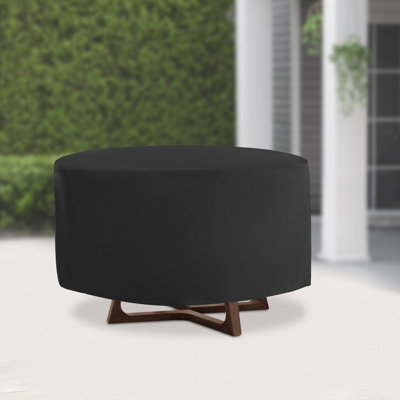 Table Cover Waterproof Round Table And Chair Set Cover Outdoor With Storage Bag (Black) by Arlmont & Co.