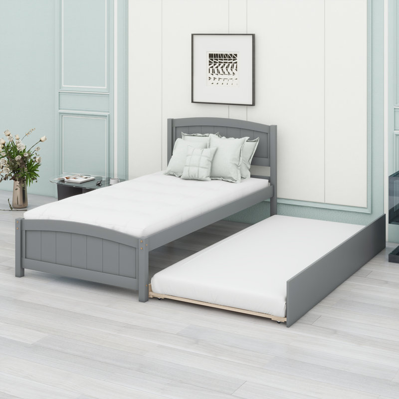 Platform Bed With Trundle, Grey