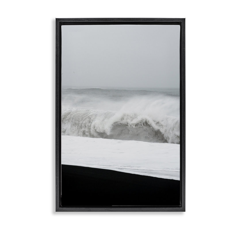 Cadre flottant Beach Foam Crashing, design par Jade Sharp Photo, Cadre flottant noir de jais, H 25 po x l 17 po