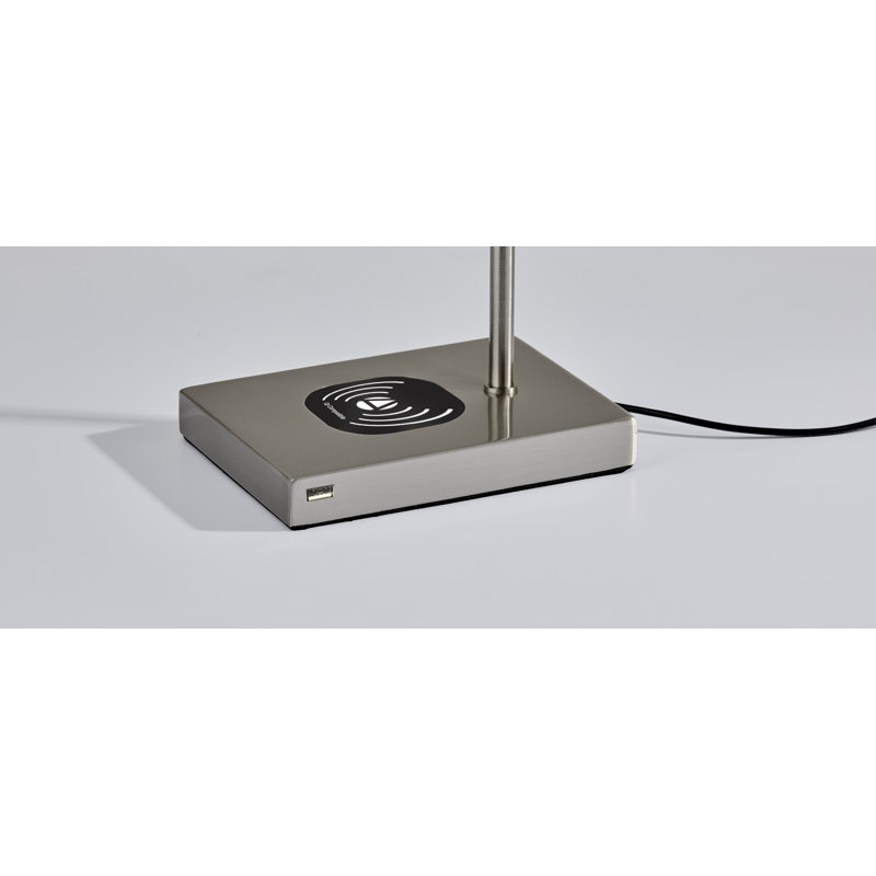 Allesandro Adjustable Metal USB Desk Lamp, Brushed Steel