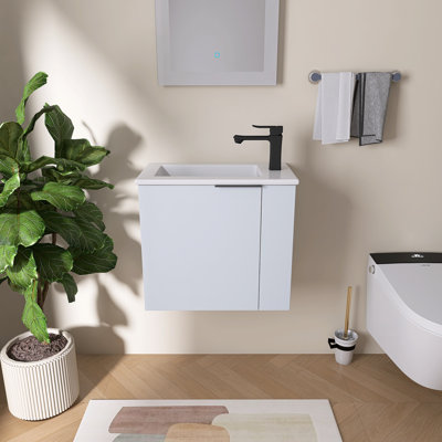 Ensemble de meuble-lavabo mural simple 22 po avec lavabo en céramique Avenel