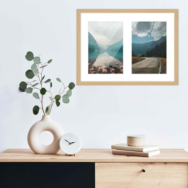 Cadre en bois, Naturel / blanc, 5 po x 7 po, 11 po x 14 po