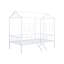 Lit superposé simple contemporain avec angle, conception de maison blanche, structure entièrement métallique, toit, idéal pour la chambre à coucher avec style, couleur, construction, structure de toit