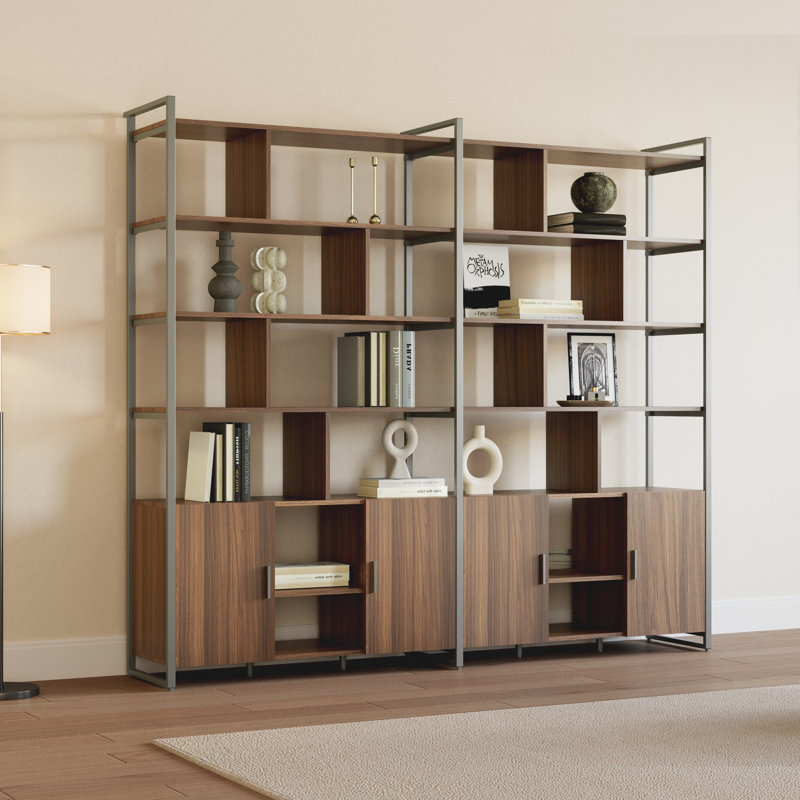 Sayers Storage Bookcase, Walnut/Gray