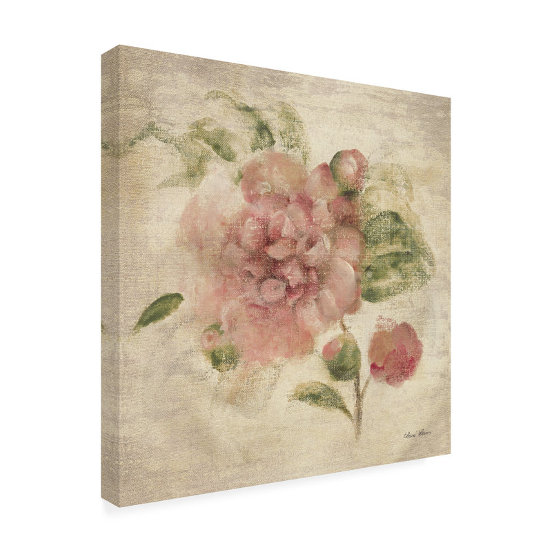 Œuvre sur toile lin lin rose Cheri, H 14 po x l 14 po