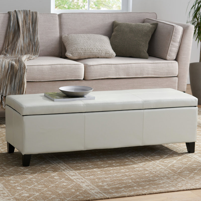 / Cuir d'unité centrale avec espace de rangement intérieur, l 17,32 po x l 50,32 po x H 16,64 po, compartiment de fabrication en bois massif à l'intérieur, fabrication