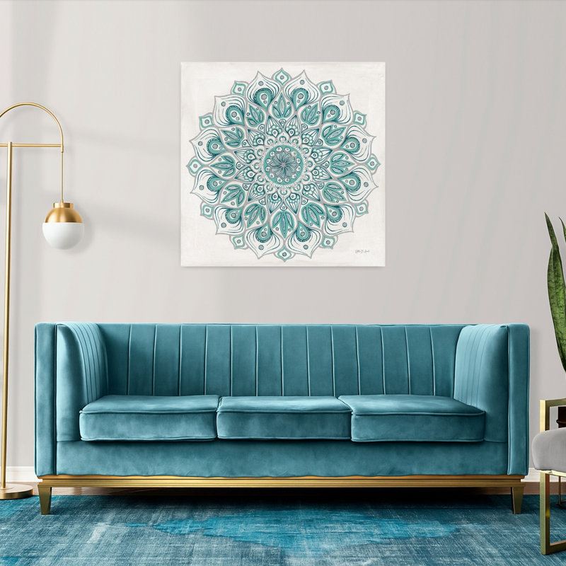 Spirale mandala, art floral vert, H 36 po x l 36 po