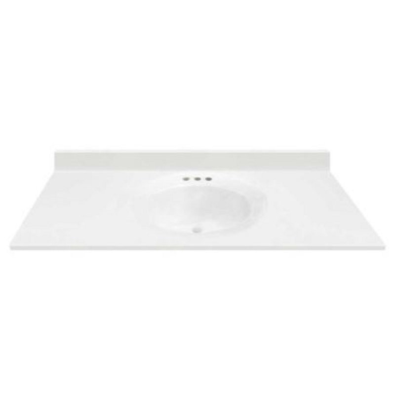 Plateau de meuble-lavabo simple 49 po en blanc avec lavabo