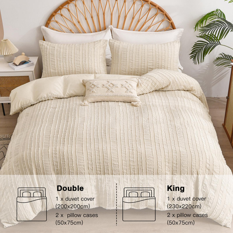 Microfiber [EU ONLY] Duvet Cover Set with Pillowcases Included, Beige, Double Duvet Cover Set + 2 Pillowcases