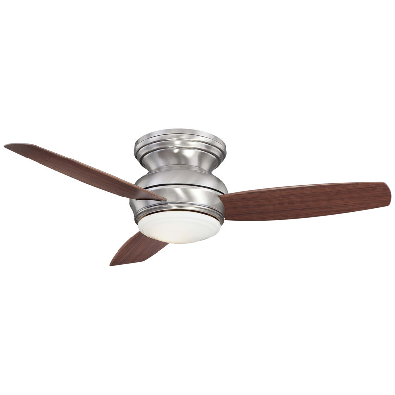 44" Pewter Flushmount Ceiling Fan with Dark Maple Blades and LED Light