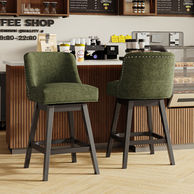 360°Bar Counter Stool with Solid Wood Frame