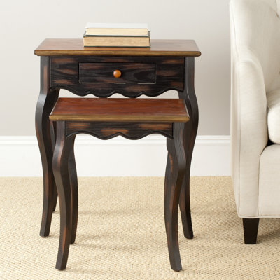 Solid Wood Top 1 Nesting Tables End Table with Storage