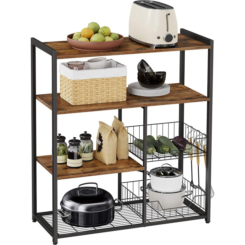 Aaliyahmarie 95cm 4 shelf Shelving Unit with 2 Baskets and Hooks