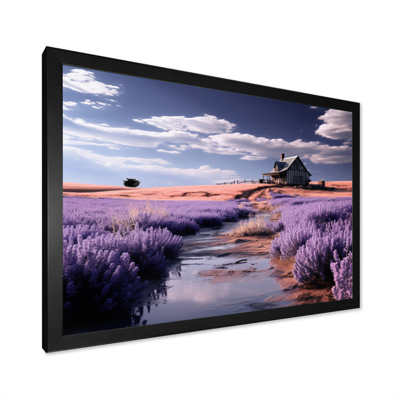 Farmhouse Lavender Abundance - Imprimé, H 12 po x l 20 po x P 1 po, Cadre simple noir