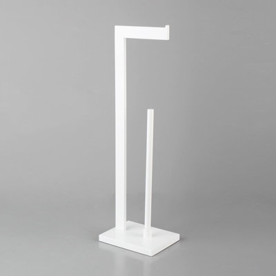 304 Stainless Steel Toilet Paper Stand with Reserve,White