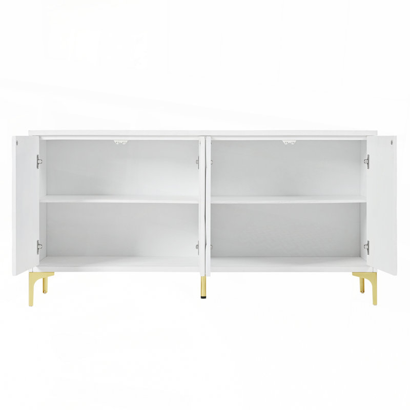 Buffet élégant avec finition ultrabrillante et conception sans poignée pour les solutions de rangement modernes, Blanc