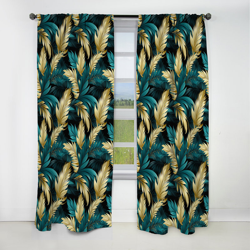 Palmier brise motif tropical III - Rideau floral - Rideau occultant floral - 1 panneau, L 52 po x L 108 po