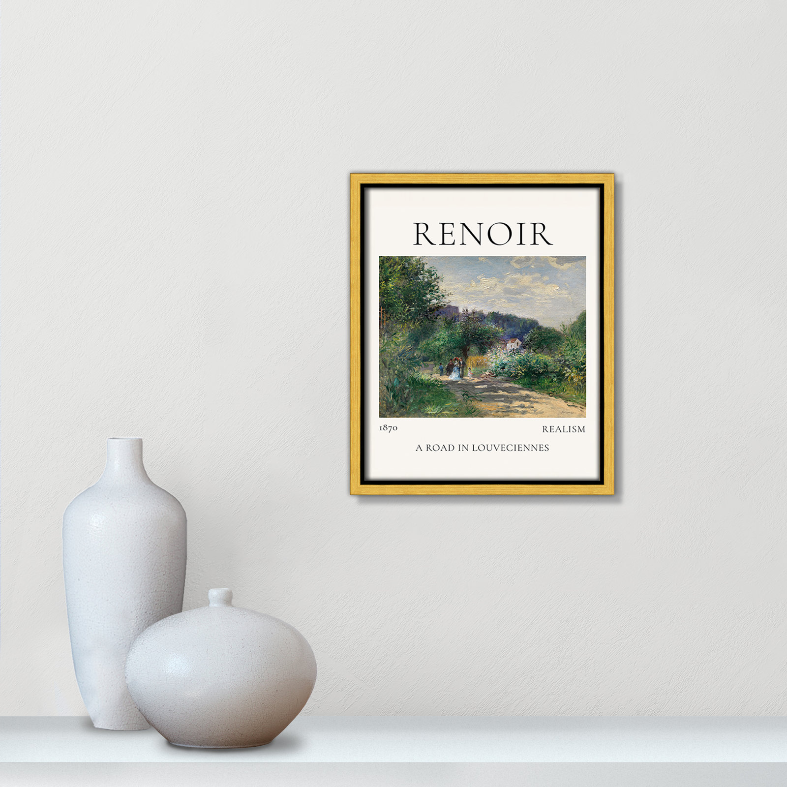 Rocchetto "A Road in Louveciennes" Print, Gold Floater Frame, No, 11.5" H x 9.5" W x 2" D