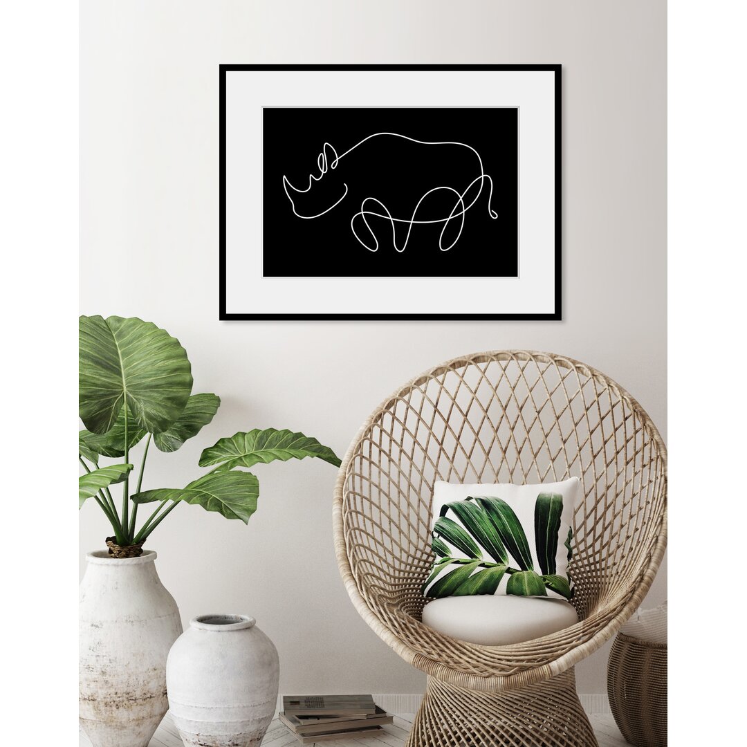 Gerahmter Grafikdruck Rhinoceros